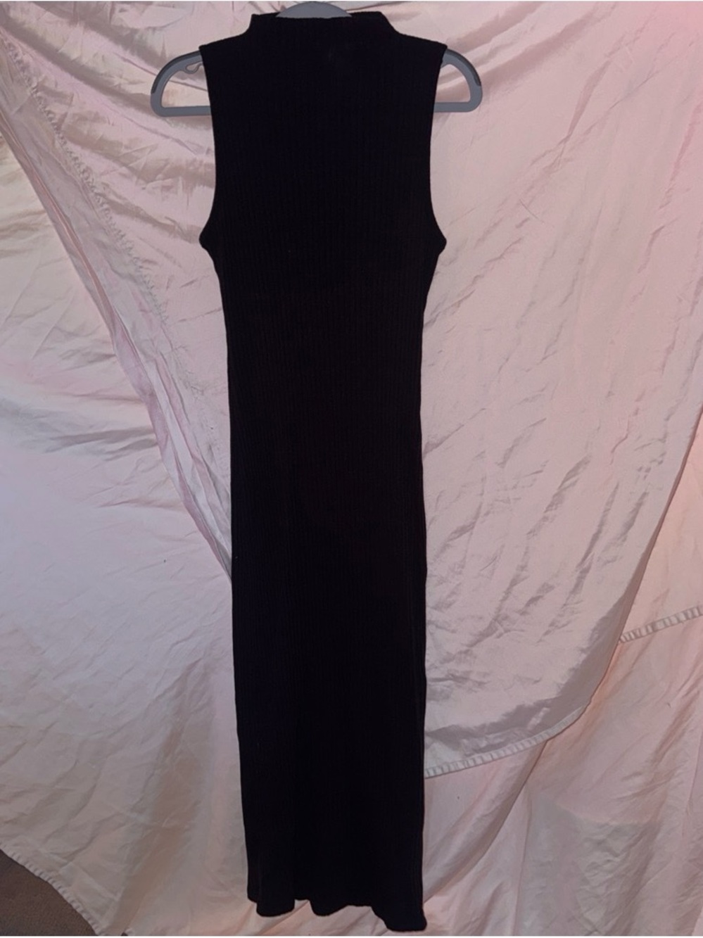 Sleeveless Rib Knit Midi Dress - Black